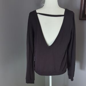 Black Long Sleeve Top With Open Back